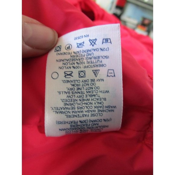 Lipstick Red Down Feather Quilted Puffer Vest Lands End Large Snap Up GUC - Picture 16 of 16